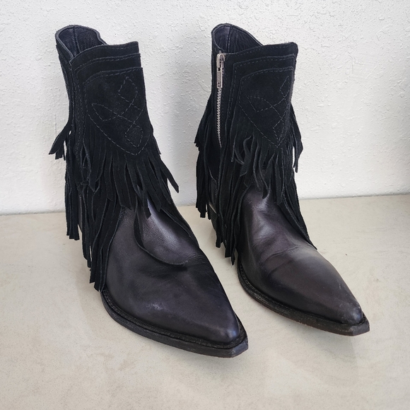 Free People Lawless Fringe Western Boots Western Fringe Size 38 7.5 - Picture 3 of 8